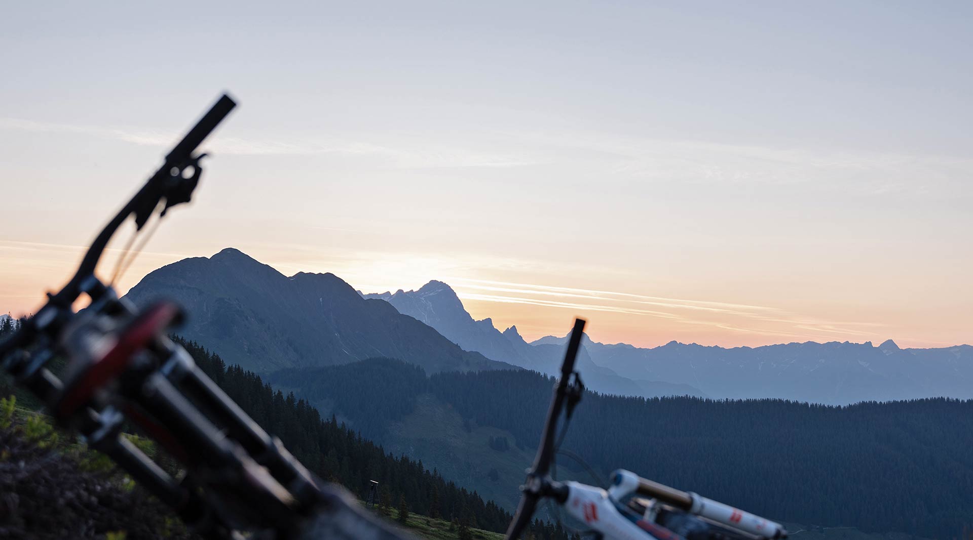 bike mountain sunset